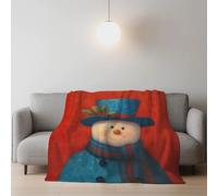 Sofa Bed Blanket Lightweight Cozy and Comfortable Ultra-Soft Thick Fleece Blanket Double/Single Sizeextra large Winter Throw 150 x 200 cm Red Cute Hat Snowman
