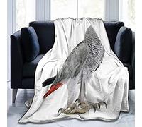 Sofa Bed Blankets Throw African Grey Parrot Wildlife Bird Portrait Flannel Fleece Blanket Super Soft Sofa Throw Cosy Fluffy Warm Solid Bed Couch Blanket Versatile Microfiber Blanket 150X130Cm