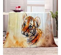 Sofa Bed Blankets Throw Cute Tiger Cub Fleece Blanket,Blanket Sofa Throw-Versatile Blanket Fluffy Soft Throw For Bed And Couch Single/Double-100X130Cm
