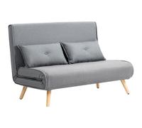 Sofa Bed Charcoal Grey Linen 2-Seater 120cm Click-Clack Adjustable 5-Pos 21cm HD