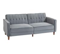 Homcom Convertible Sofa Futon Velvet-Touch Tufted Couch Sofa Bed Dark Grey Dark Grey