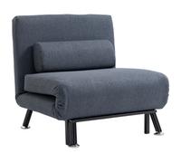 Sofa Bed Faux Suede Black 5-Position Single 75x70x75cm Removable Pillow Compact