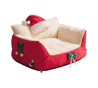 Sofa Bed for Cats, Sleeping Chair with Santa Hat - Sofa for Pets with Support, for Home, Kitchen, Bedroom, Living Room, Apartment, Indoor Relaxation, Night, Sleep, Daily Rest