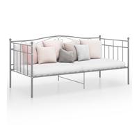 Sofa Bed Frame Grey Powder-Coated Metal 90x200 cm Compact Daybed Foldable Design [EEK: A]