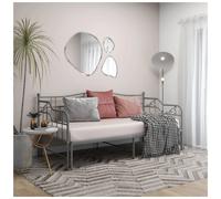 Sofa Bed Frame Grey Powder-Coated Metal 90x200 Pull-Out 206x184.5x91.5cm Single