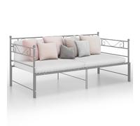 Sofa Bed Frame Powder-Coated Metal Grey 90x200 cm Pull-Out Daybed Compact Design [EEK: A]