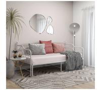 Sofa Bed Frame Powder-Coated White Metal 90x200 cm Pull-Out Daybed w/ Side Rail