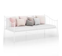 Sofa Bed Frame White Powder-Coated Metal 90x200 cm Daybed Single Side-Rail Guard [EEK: A]