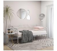 Sofa Bed Frame White Powder-Coated Metal 90x200 cm Daybed with Rail Sturdy Guest
