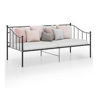 Sofa bed metal daybed 90x200 cm Black powder-coated space-saving with side rail