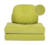 Beliani Jumbo Cord Single Sofa Bed Light Green Olden, Green