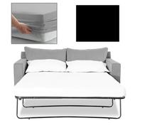 SOFA BED/PULL OUT BED FITTED SHEET 140cm x 183cm (55" x 72") OVER 20 COLOURS - 300 Thread Count Percale - Hand Made to Order (4") (Black)