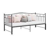 Sofa Bed Pull-Out Black Metal 90x200cm Space-Saving Compact Guest Daybed Frame