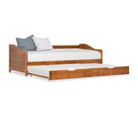 Sofa bed pull-out Honey Brown Pine Frame 90x200cm Compact Trundle Guest Daybed