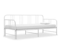 Sofa Bed Pull-Out White Powder-Coated Metal Frame 90x200cm Space-Saving Daybed.