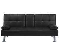 Sofa Bed 3 Seater ROXEN Faux Leather Black