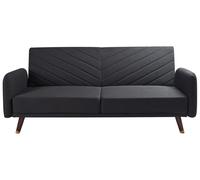 Sofa Bed 3 Seater SENJA Faux Linen Black