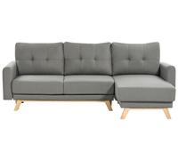 Sofa Bed SIRO Fabric Grey with Storage 3 Seater Left Hand