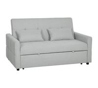 Homcom 2 Seater Sofa Bed, Convertible Pull Out Bed Settee, Light Grey