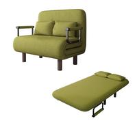 Sofa Cama para Sala Moderno Cotton and Linen Fabric Guest Bed Foldable 5-position Adjustable Backrest Ergonomics Solid Wood Legs Convertible Sofa Bed for Living Room, Bedroom(Gray,190 * 65 * 28cm)