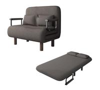 Sofa Cama para Sala Moderno Cotton and Linen Fabric Guest Bed Foldable 5-position Adjustable Backrest Ergonomics Solid Wood Legs Convertible Sofa Bed for Living Room, Bedroom(Gray,190 * 65 * 28cm)