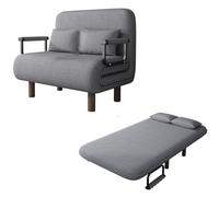 Sofa Cama para Sala Moderno Cotton and Linen Fabric Guest Bed Foldable 5-position Adjustable Backrest Ergonomics Solid Wood Legs Convertible Sofa Bed for Living Room, Bedroom(Gray,190 * 65 * 28cm)