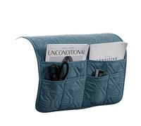 Sofa Chair Armrest Storage Organizer, 6 Pockets, Non-Slip Couch Recliner Remote Control Holder Waterproof Sofa Arm Tidy Hanging Storage Bag Holder Pouch for Phone Books Glasses (Gray Blue,2pcs)