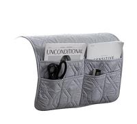 Sofa Chair Armrest Storage Organizer, 6 Pockets, Non-Slip Couch Recliner Remote Control Holder Waterproof Sofa Arm Tidy Hanging Storage Bag Holder Pouch for Phone Books Glasses (Light Gray,2pcs)
