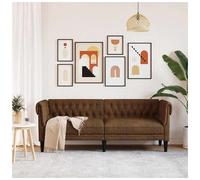 Sofa Chesterfield Brown 201.5x74.5x74.5cm Polyester 3-Seater Foam Tufted Lounge