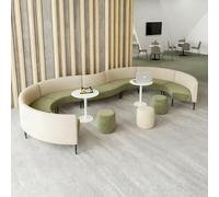 Sofa Combination Set with Irregular Coffee Table & Round Stool for Office, Training, Reading Room, Library Lounge Area - 2.4m