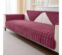 Sofa Cover 1 2 3 Seater Couch Cover, Universal Non-Slip Corner Sofa Cover L Shape Super Soft Velvet Sofa Slipcovers, Home Soft Protector for Living Room(Red, 90 * 210cm Seater Cover 1 PCS SOLD)