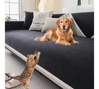 Sofa Cover 2 3 4 Seater Waterproof Sofa Seat Covers Cats And Dogs Sofas Protector Chenille Non-Slip Couch Covers Washable Sofas Topper Sectional Armrest Cover All-Year-Round(Black,30x50cm)