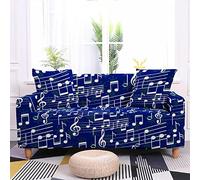 Sofa Cover 3 Seater Blue Music Stretch Sofa Covers Spandex Sofa Protectors from Pets Washable Couch Covers 3 Seater Non Slip Covers for Sofas All Seasons Couch Cover with Elastic Strap