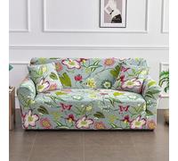 Sofa Cover 3 Seater Green Flowers Leaves Sofa Cover 3 Seater Covers Armchair Couch High Stretch Elastic Fabric 1 2 3 Seater Sofa Printed Couch Cover Non Slip Furniture Protector Cover,Machine Washable