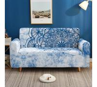 Sofa Cover 3 Seater Mandala Blue Retro Couch Covers Non Slip High Stretch Universal for All Seasons Settee Covers Polyester Spandex Washable Sofa Slipcovers