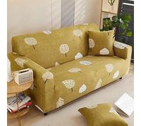 Sofa Cover 3 Seater Mustard Yellow Tree Stretch Settee Couch Covers 3 Seater Soft Spandex Elastic Sofa Protectors From Pets Machine Washable Modern Universal Thick Non Slip