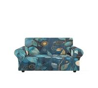 Sofa Cover Blue Golden Leaves Pet Stretch Sofa Covers Protectors Soft Spandex Elastic Covers for Sofas Couch Cover Machine Washable Universal Slipcovers Thick Non Slip 1 Seater