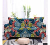 Sofa Cover Blue Red Flowers Stretch Sofa Covers Spandex Sofa Protectors from Pets Washable Covers for Sofas Non Slip Couch Covers All Seasons Couch Cover with Elastic Strap 1 Seater