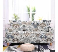 Sofa Cover Brown Floral Print Stretch Sofa Covers 2 Seater Spandex Sofa Slipcovers Protectors from Pets Washable Settee Covers Non Slip Couch Covers All Seasons Couch Cover with Elastic Strap