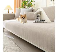 Sofa Cover, Chenille Fabric Couch Cover 1 2 3 4 Seater, Non Slip Sofa Covers, Sofa Slipcovers for Corner L Shape, Thick Textured Sofa Cushion Covers Furniture Protector , milky color, 110*240cm