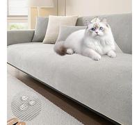 Sofa Cover Combination Seat Waterproof Nanotechnology & Anti-Grater Cats，Hypoallergenic Corn Fabric To Modulate 4 Seasons(Light Grey,70x70cm)