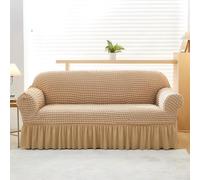 Sofa Cover, Couch Covers Seamless Slip-Resistant Easy Installation, Shields From Dust and Damage for Revamping Old Couches, Daily Protection-Brown||Three set 190-230cm