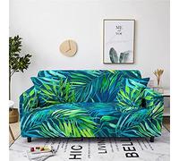 LNXSESN Sofa Cover Emerald Green Teal Leaves Sofa Covers Soft Spandex Elastic Sofa Protector Machine Washable Settee Covers Modern Universal Thick Couch Covers Non Slip Easy Fit 4 Seater