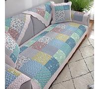 Sofa Cover, Floral Pattern Cotton Quilted Non-Slip Soft Slipcovers for Sectional Couch, Furniture Protector