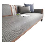 Sofa Cover for 1/2/3/4 Seater L Shaped Couch Protector Soft Silk Fabric Striped Texture Durable Non Slip Summer Style Size D 90x300CM