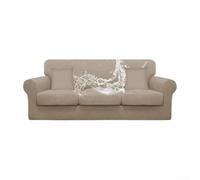 Sofa Cover for 3 Seater with Two Throw Covers, Water Resistant Polyester, for Protecting Your Furniture with Style (Shallow Mocha)