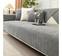 Sofa Cover, Herringbone Chenille Fabric couch cover 1 2 3 4 Seater, Non Slip Corner Sofa Slipcovers L Shape, Thick Textured Sofa Cushion Covers Furniture Protector, Gray, 90 * 240cm