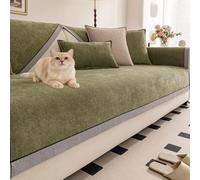 Sofa Cover L shape sofa Seat Covers sofa protectors from pets chenille fabric furniture protector Non-Slip Sofa Slipcovers Couch Cover 1 2 3 Seater for living room sofas(Green,110 * 110cm)