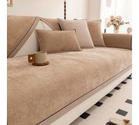 Sofa Cover L shape sofa Seat Covers sofa protectors from pets chenille fabric furniture protector Non-Slip Sofa Slipcovers Couch Cover 1 2 3 Seater for living room sofas(Brown,110 * 110cm)