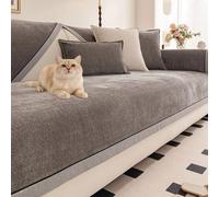Sofa Cover L shape sofa Seat Covers sofa protectors from pets chenille fabric furniture protector Non-Slip Sofa Slipcovers Couch Cover 1 2 3 Seater for living room sofas(Grey,90 * 120cm)